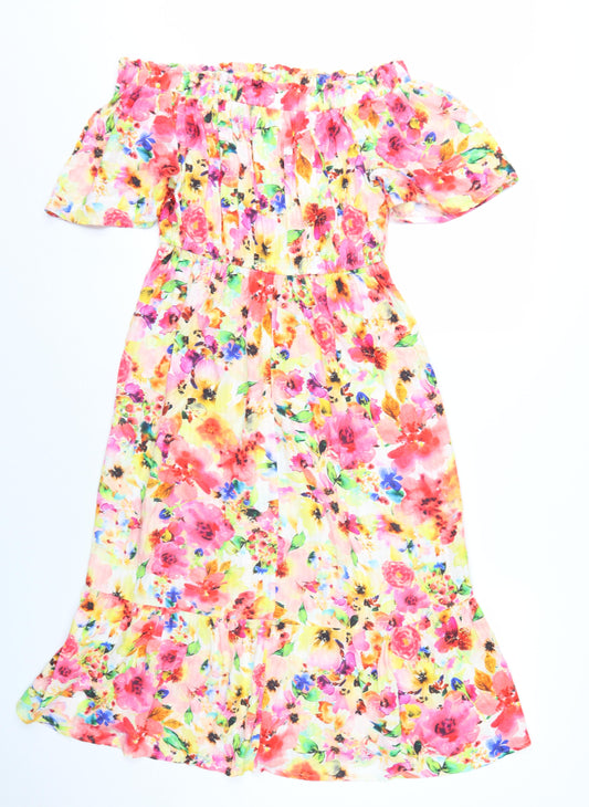 Next Women’s Multicoloured Floral Midi Off-Shoulder Dress
