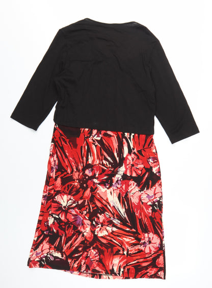 Minuet Petite Women's Red Floral Shift Dress Size 10