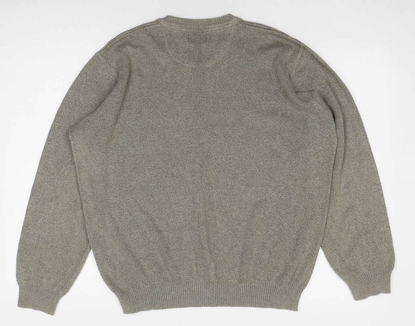 Thomas Nash Men's Green V-Neck Cotton Pullover - M