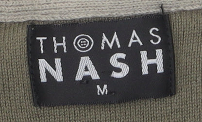 Thomas Nash Men's Green V-Neck Cotton Pullover - M