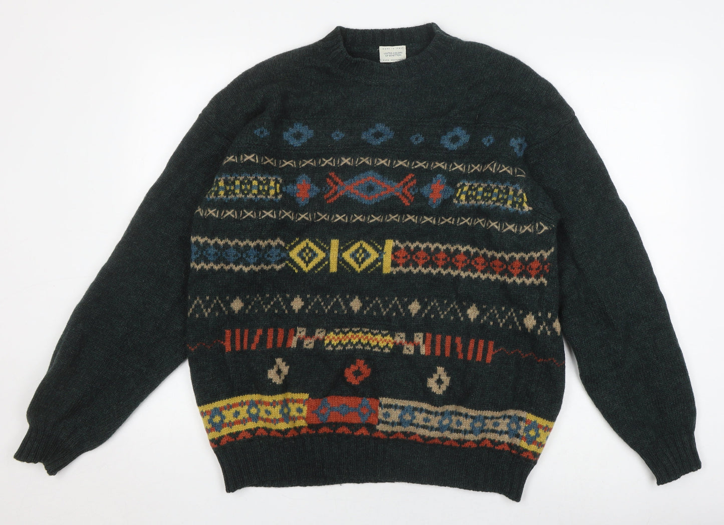 Benetton Men's XL Multicoloured Wool Pullover Jumper