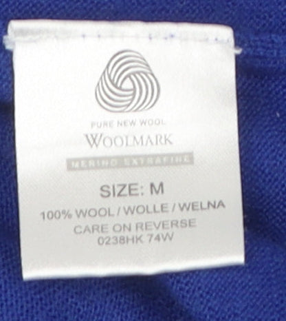 Mark Law Men's Blue Wool V-Neck Pullover Jumper M