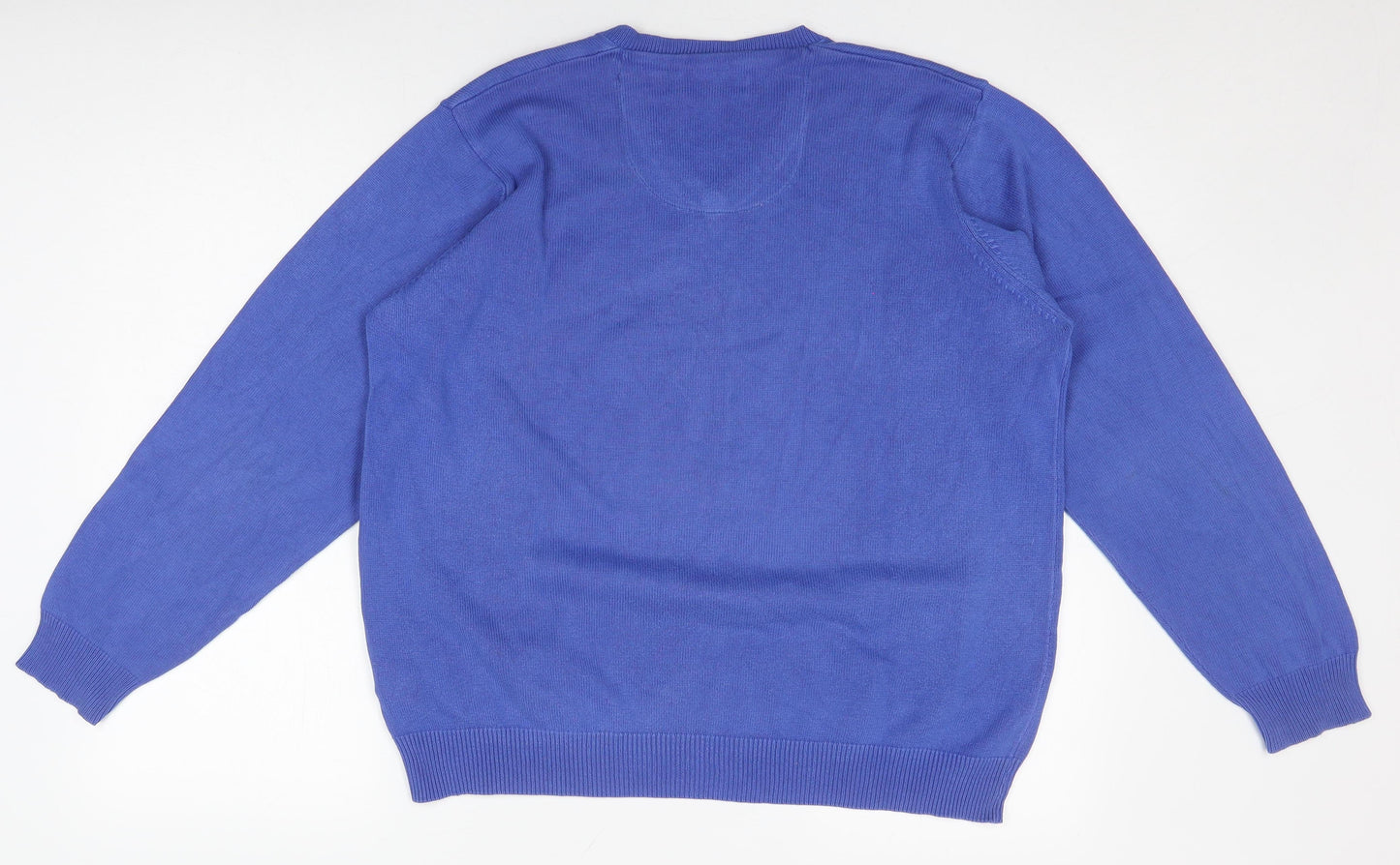 Marks & Spencer Men's Blue Cotton V-Neck Pullover Jumper L