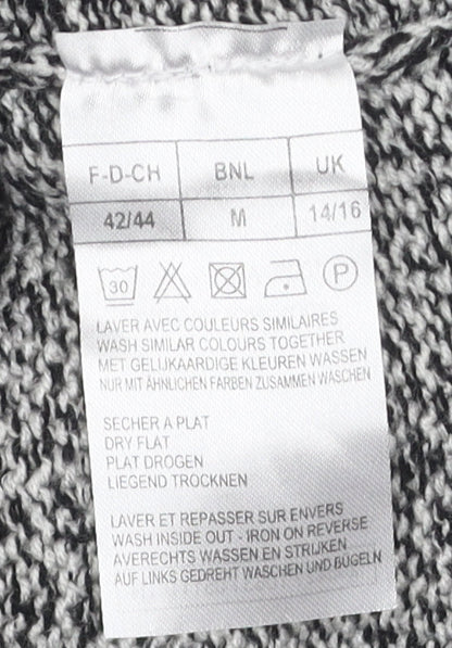 Damart Grey Cable-Knit High Neck Jumper, Size 14