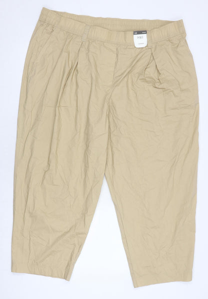 Womens UK Size 24 Marks and Spencer  Cropped Beige Trousers