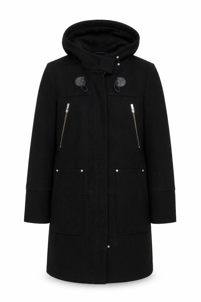Next Womens Black Hooded Parka Coat with Zipped Pockets