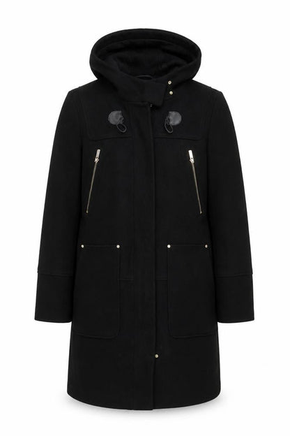 Next Womens Black Hooded Parka Coat with Zipped Pockets
