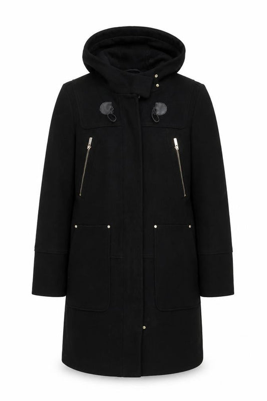 Next Womens Black Hooded Parka Coat with Zipped Pockets
