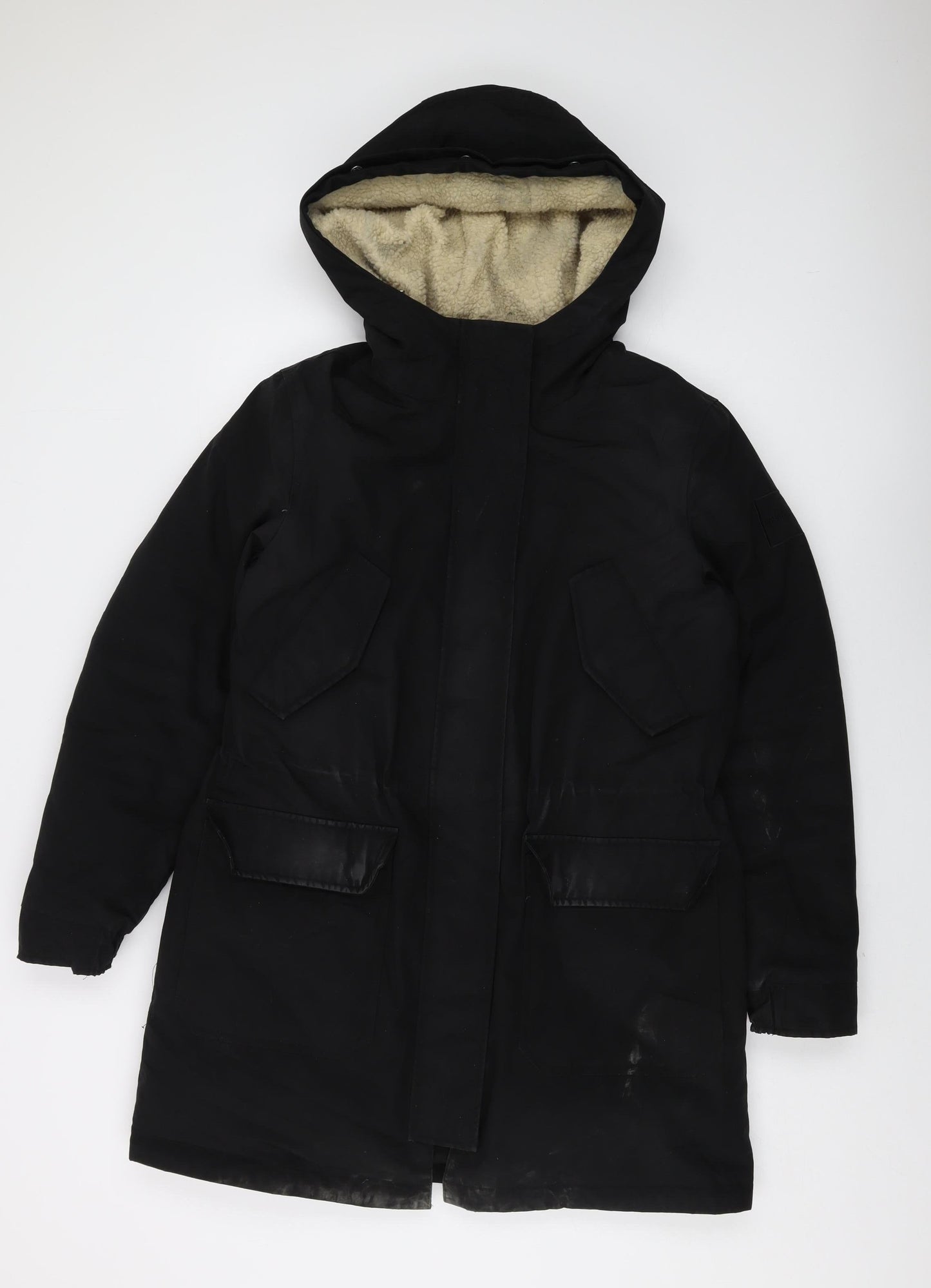 Womens UK Size M Calvin Klein Jeans Black Parka Coat