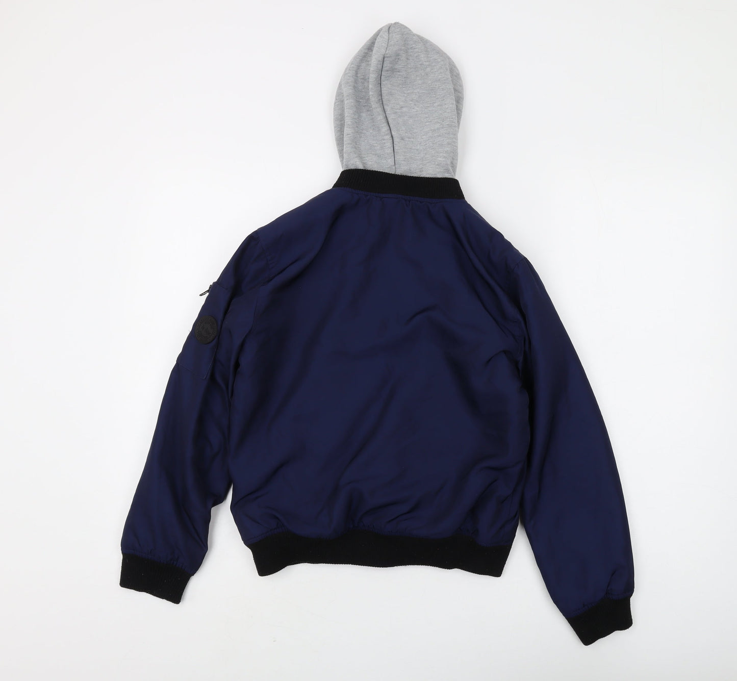 Lee Cooper Boys Blue Grey Hooded Bomber Jacket Size 11-12