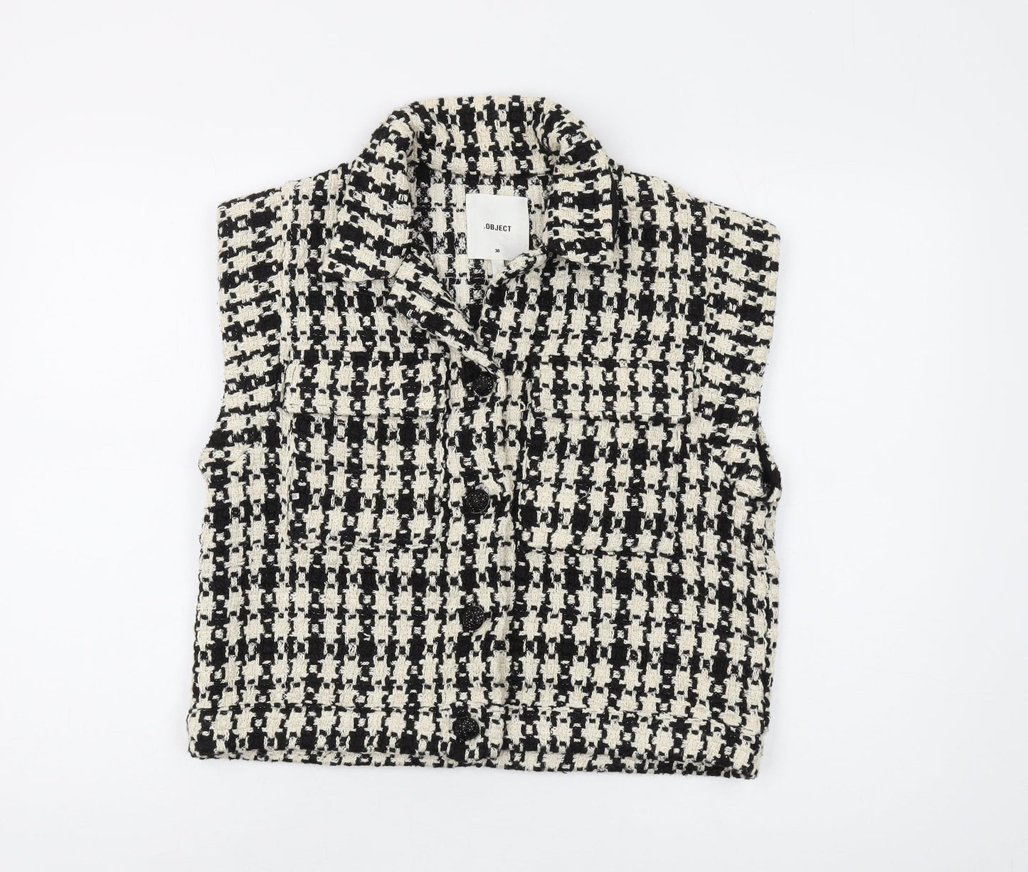 Object Women's Check Waistcoat, Size 8, Black/White
