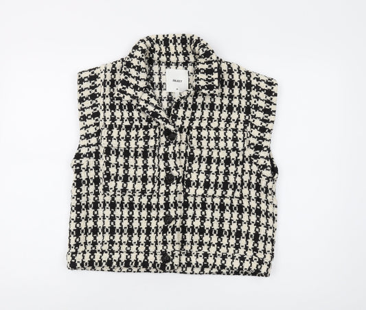 Object Women's Check Waistcoat, Size 8, Black/White
