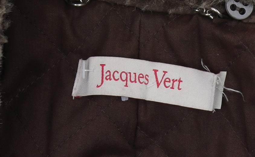 Jacques Vert Women's Brown Pea Coat, Size 14, Fur Trim