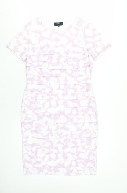 Viyella Women's Pink Floral Sheath Dress Size 8