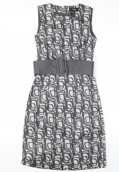 H&M Women's Grey Geometric Shift Dress, Size 6
