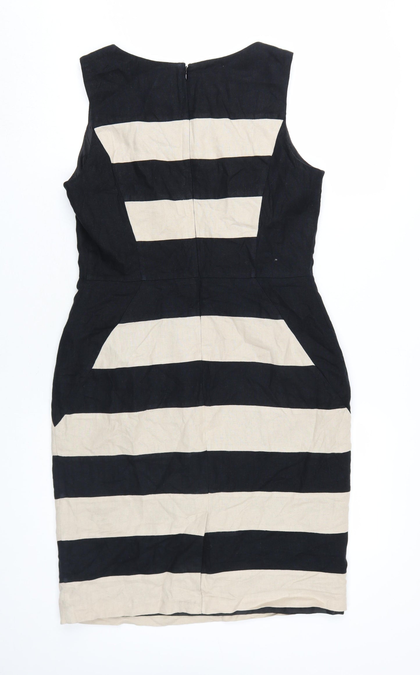 Debenhams Women's Black Beige Striped Sheath Dress