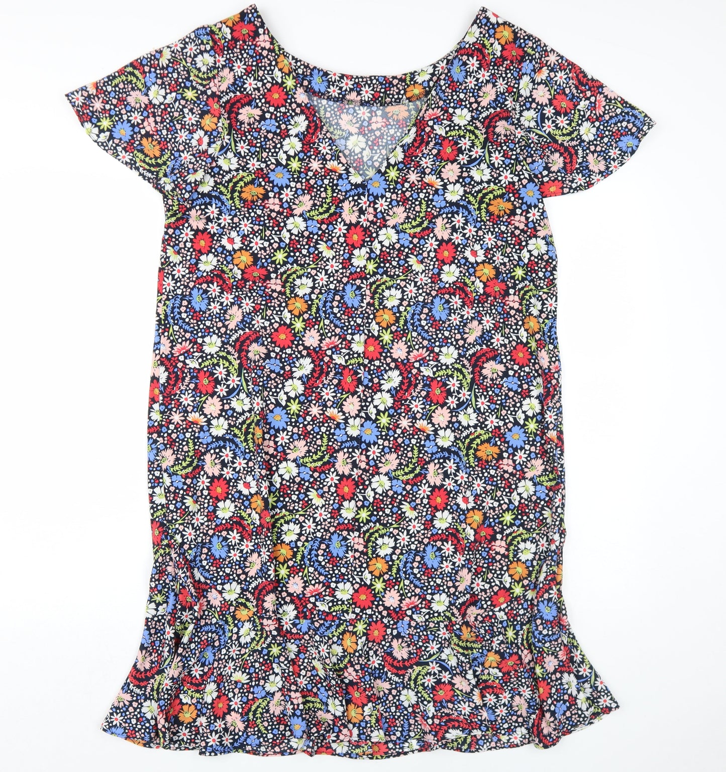 Next Women's Multicoloured Floral Shift Dress Size 16