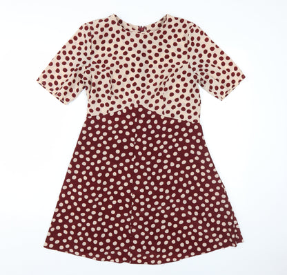 Asos Women’s Polka Dot A-Line Dress, Size 10, Multicoloured