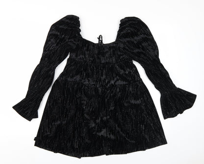 Forever New Petite Black Velvet Fit & Flare Dress