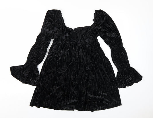Forever New Petite Black Velvet Fit & Flare Dress