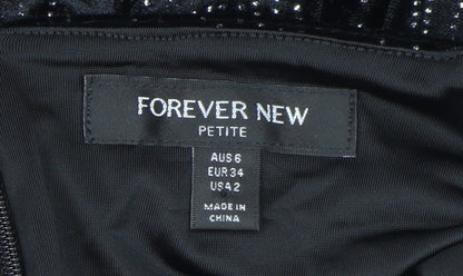 Forever New Petite Black Velvet Fit & Flare Dress