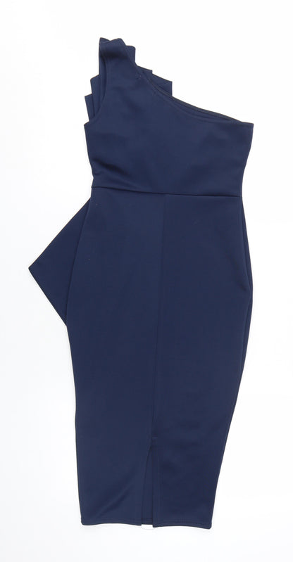 Boohoo Women's Blue One Shoulder Bodycon Dress 8