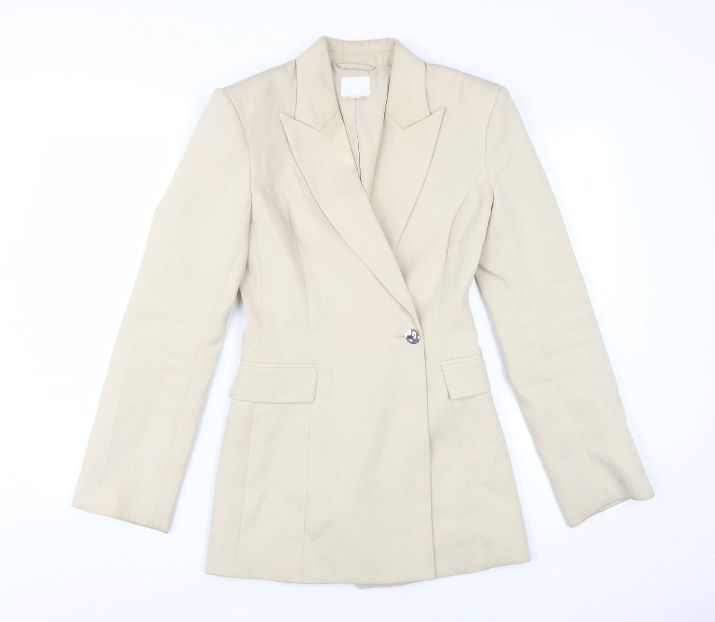 H&M Women's Beige Blazer, Size 6, Notch Lapel, Formal