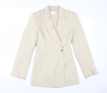 H&M Women's Beige Blazer, Size 6, Notch Lapel, Formal
