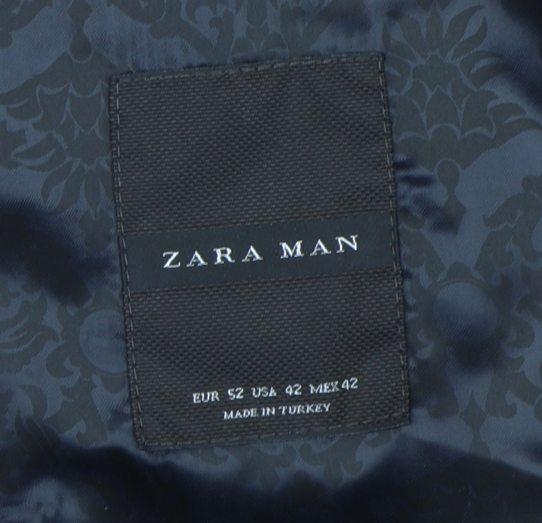 Mens UK Size 42 Zara Regular Black Suit Tuxedo