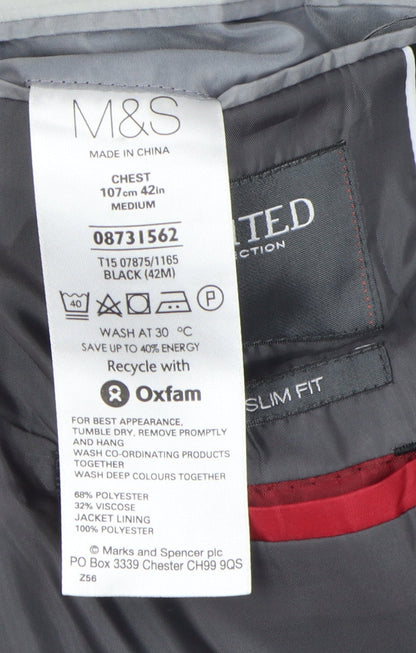 Mens UK Size 42 Marks and Spencer Regular Black Suit Jacket