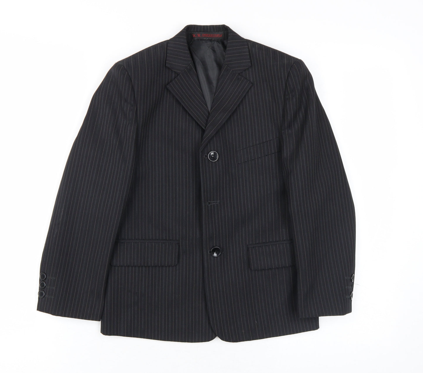 K.R. Collection Boys Black Pinstripe Suit, 8 Years, Formal Trouser Set