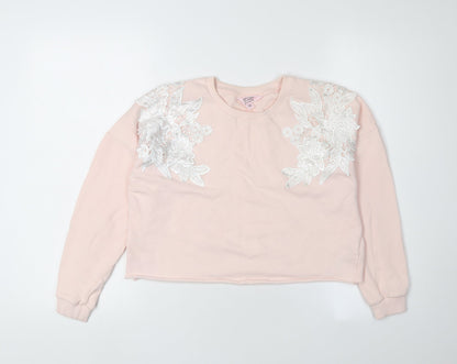 Miss Selfridge Girls Pink Floral Pullover Sweatshirt M