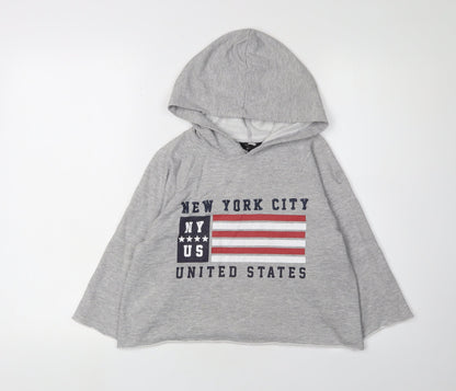 New Look Girls Grey New York City Hoodie 12-13 Years Pullover Casual