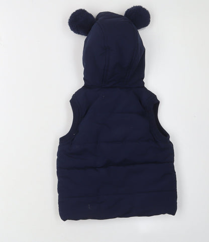 Disney Unisex Puffer Jacket - Blue, 9-12M, Hooded Zipped