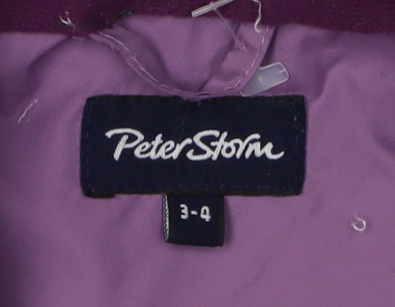 Peter Storm Girls Purple Rain Coat 3-4 Years Hooded