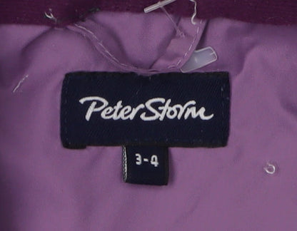 Peter Storm Girls Purple Rain Coat 3-4 Years Hooded