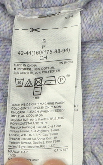 GAP Women's Purple Roll Neck Pullover Jumper S