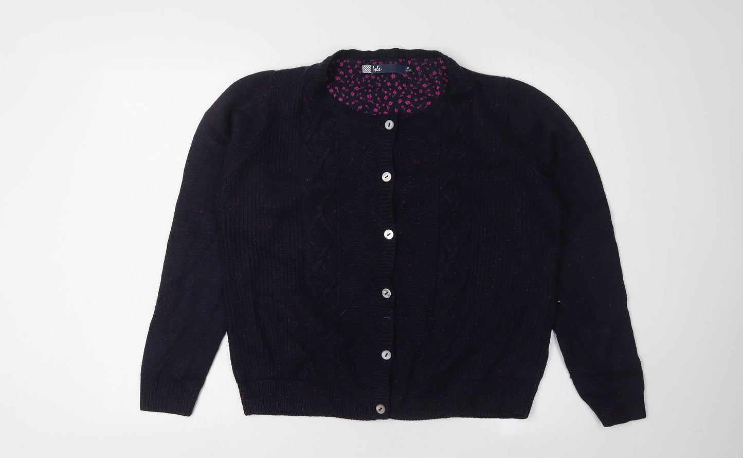 Womens UK Size M Isle Black Cardigan Jumper