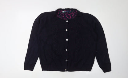 Womens UK Size M Isle Black Cardigan Jumper