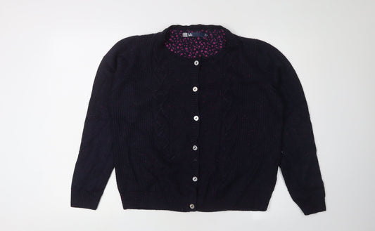 Womens UK Size M Isle Black Cardigan Jumper