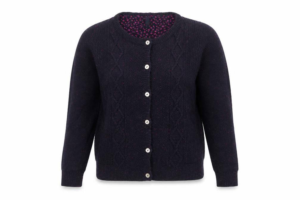 Womens UK Size M Isle Black Cardigan Jumper