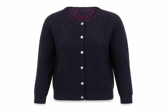 Womens UK Size M Isle Black Cardigan Jumper