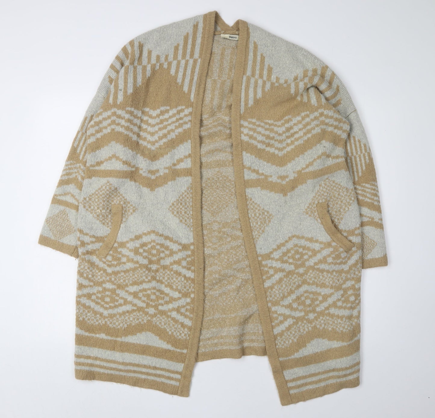 Womens UK Size M Oasis Beige Cardigan Jumper