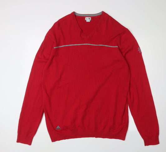 Adidas Men's Red XL V-Neck Pullover Jumper