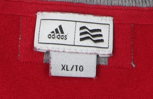 Adidas Men's Red XL V-Neck Pullover Jumper