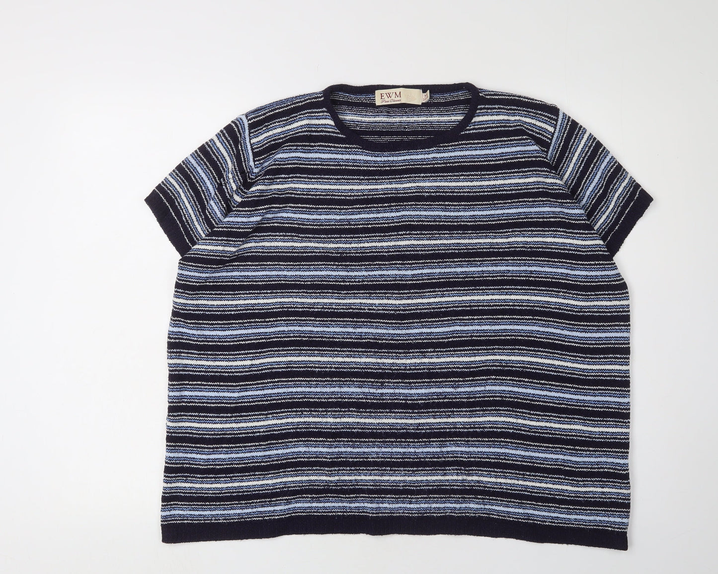 EWM Women's Blue Striped XL Pullover Jumper