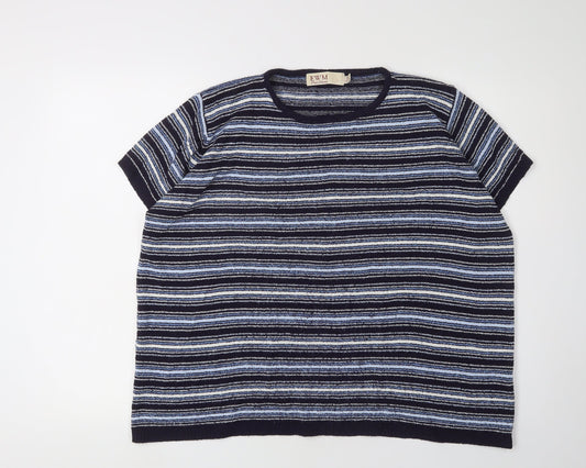 EWM Women's Blue Striped XL Pullover Jumper