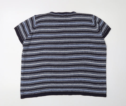 EWM Women's Blue Striped XL Pullover Jumper