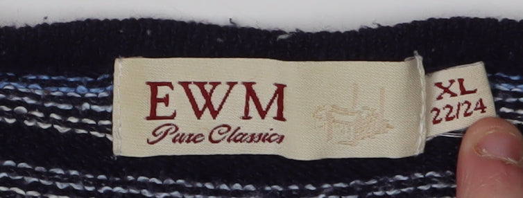 EWM Women's Blue Striped XL Pullover Jumper