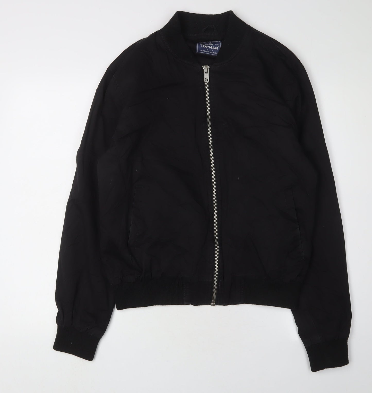 Mens UK Size M Topman Black Bomber Jacket